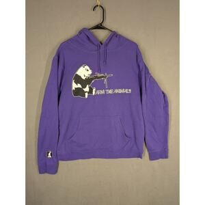 Beinar ATA Arm the Animal Panda Bear Graphic Lightweight Hoodie Purple XL